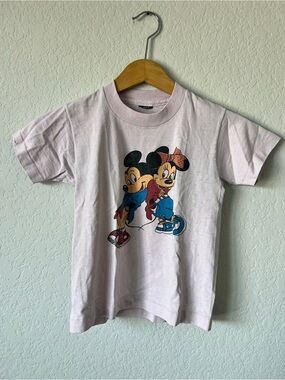 Vintage Disney Mickey & Minnie Light Pink Youth Tee